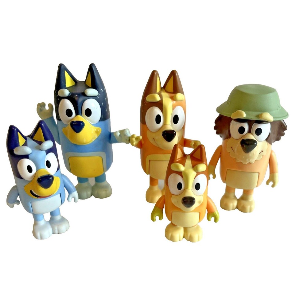 Bluey Family Figures Bluey Bandit Grandad Chilli Bingo Lot Of 5 Kids Characters